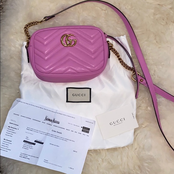 Gucci Marmont Matelasse Mini pink bag - Picture 3 of 15